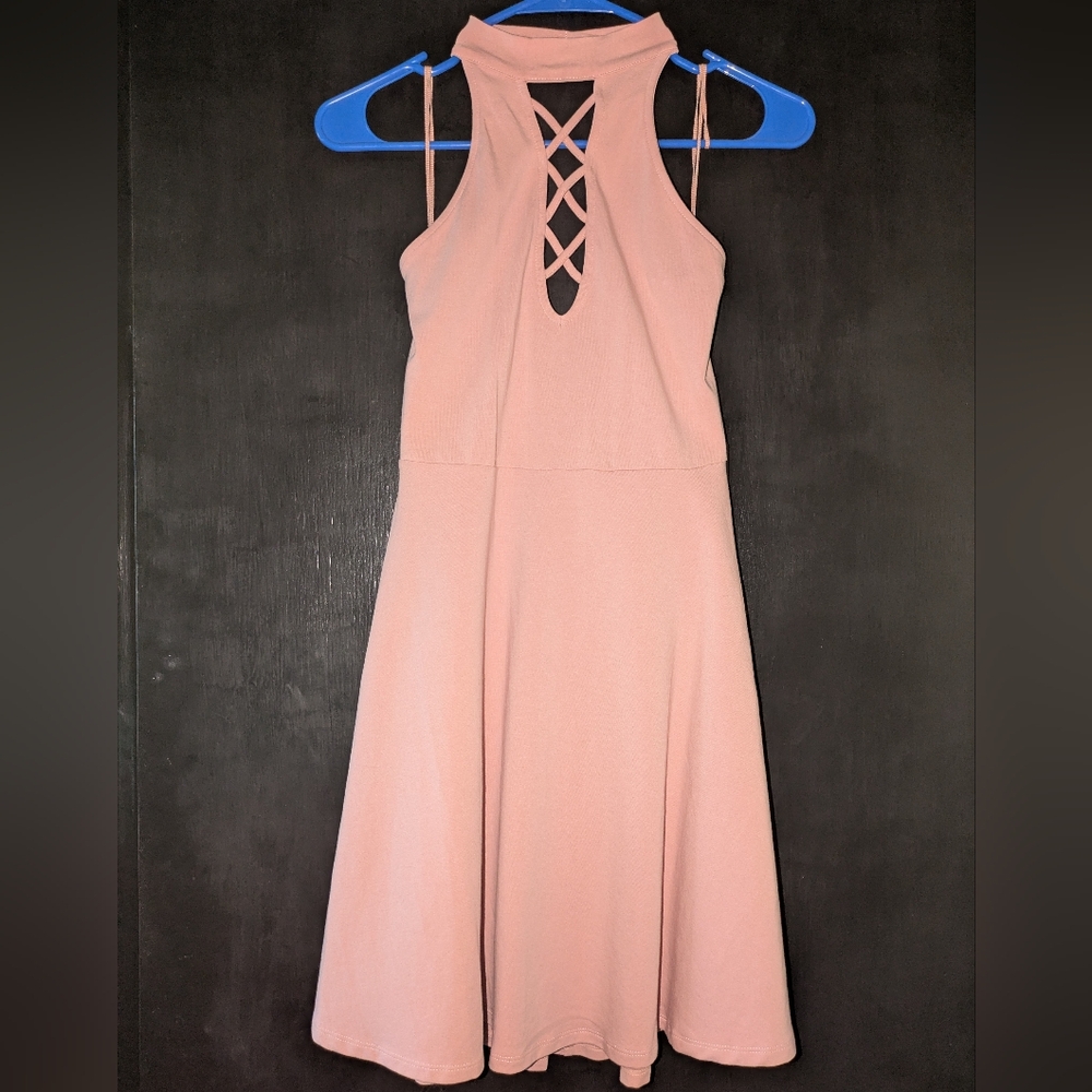 Express Blush Halter Backless Dress